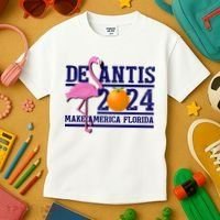 DeSantis 2024 Make America Florida Flamingo Election Kids T-Shirt thumb 3