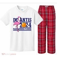DeSantis 2024 Make America Florida Flamingo Election Kids Plaid Pajama Set thumb 0