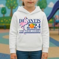 DeSantis 2024 Make America Florida Flamingo Election Kids Hoodie thumb 3