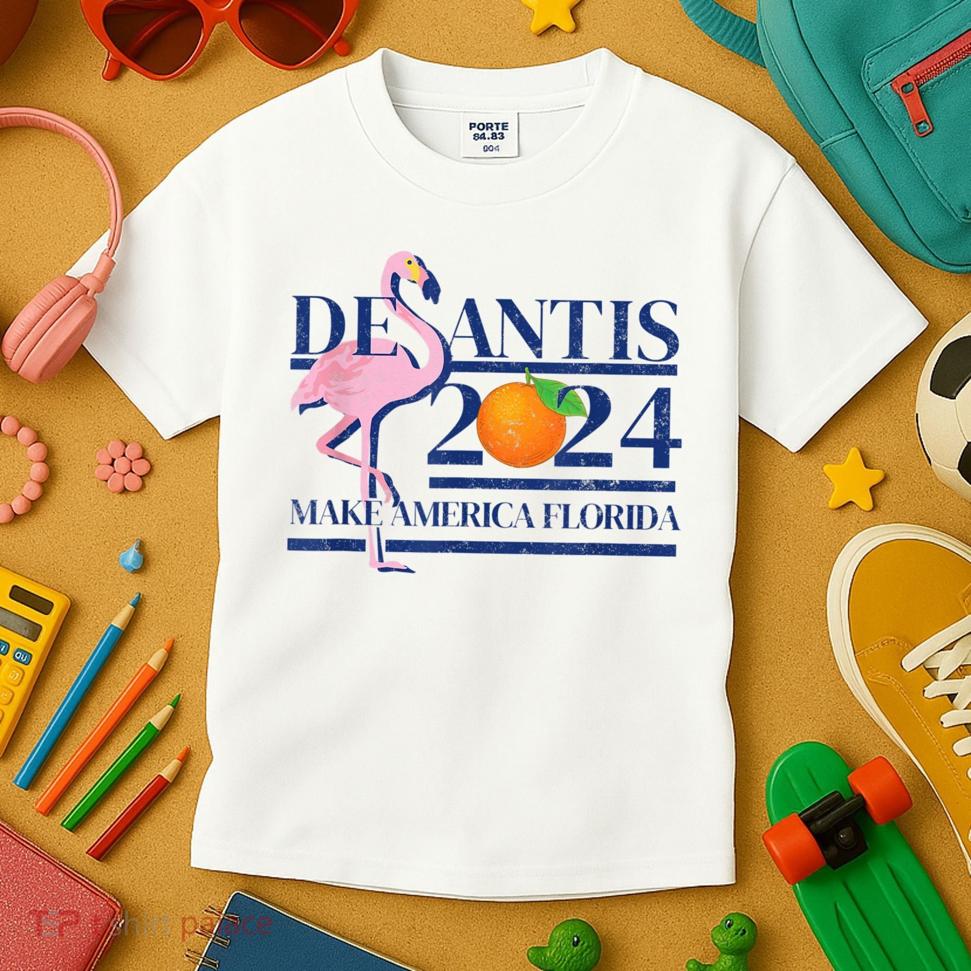 DeSantis 2024 Make America Florida Flamingo Election Kids T-Shirt