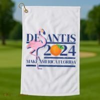 Desantis 2024 Make America Florida Flamingo Golf Towel thumb 1