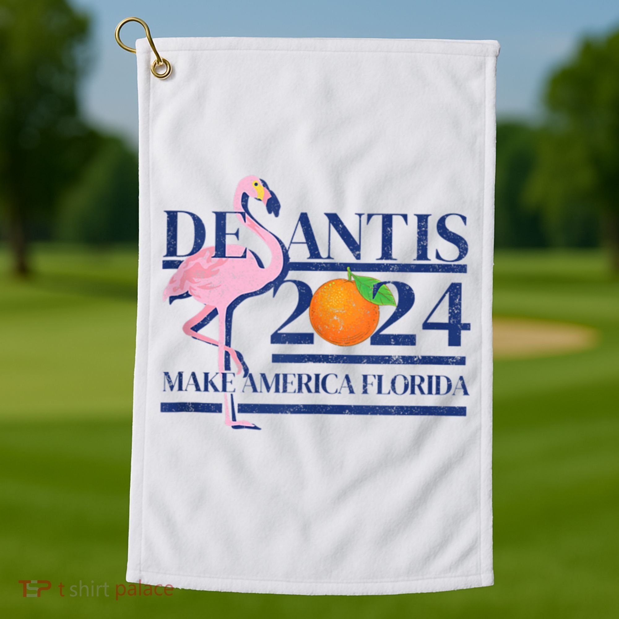 Desantis 2024 Make America Florida Flamingo Golf Towel