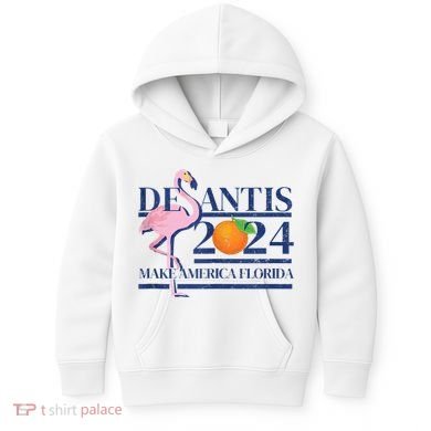 Desantis 2024 Make America Florida Flamingo Kids Hoodie