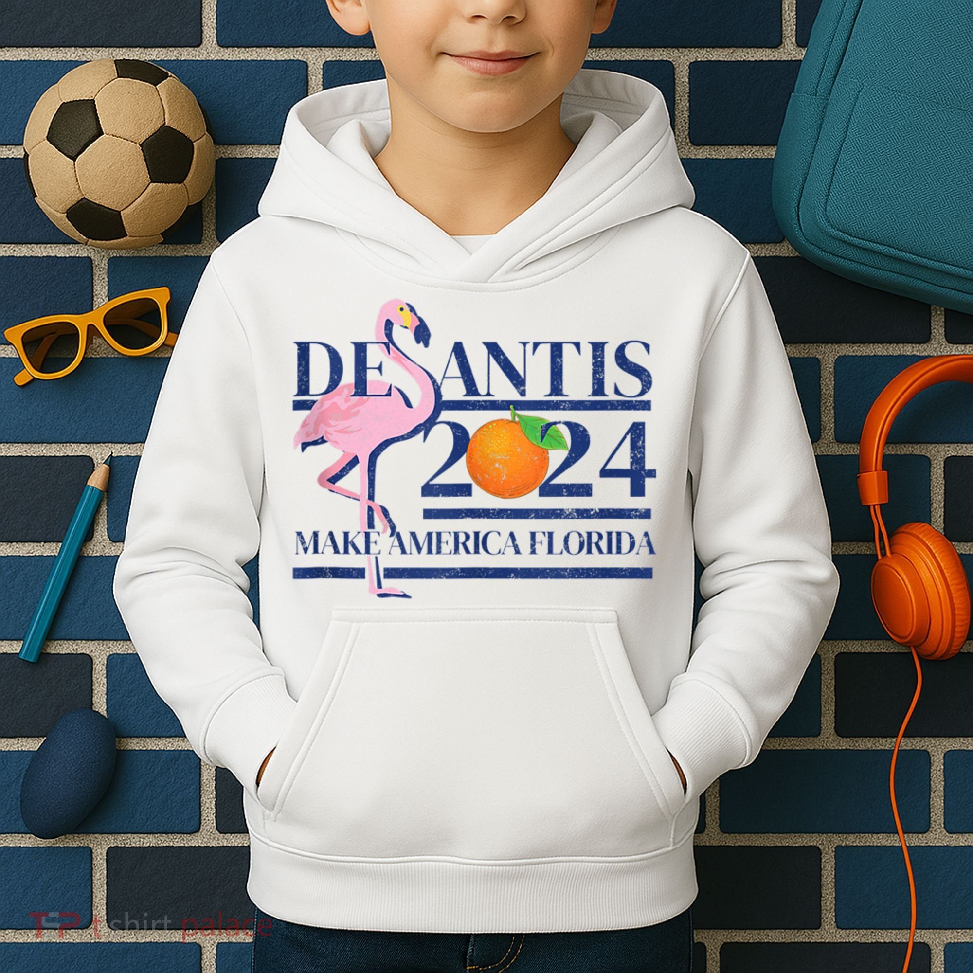 Desantis 2024 Make America Florida Flamingo Kids Hoodie