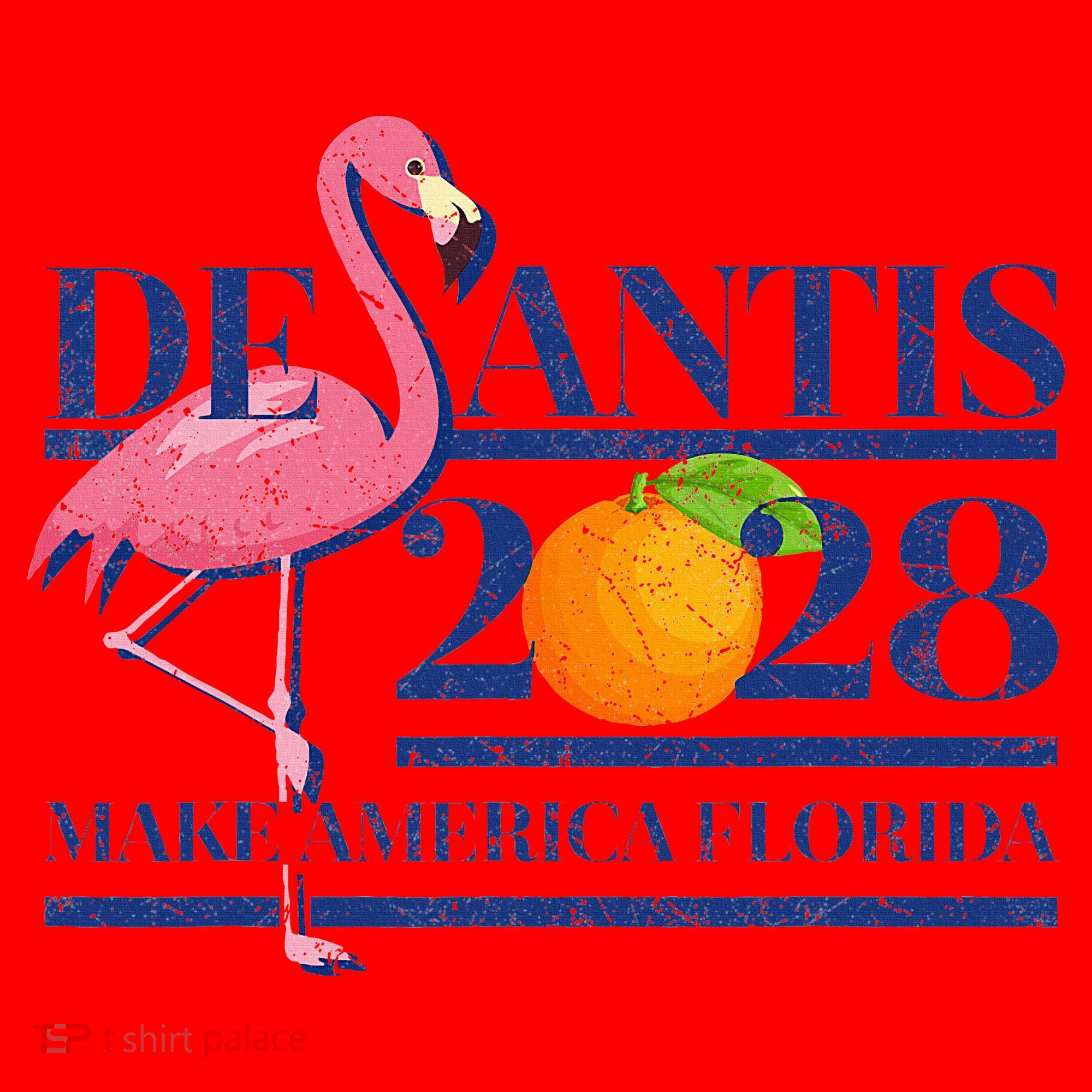 Desantis 2028 Make America Florida Ron Desantis 48 Flamingo Santa Hat
