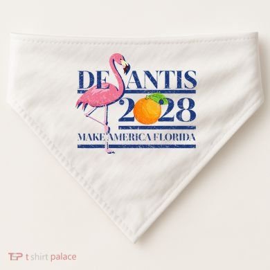 Desantis 2028 Make America Florida Ron Desantis 48 Flamingo USA-Made Doggie Bandana