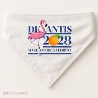 Desantis 2028 Make America Florida Ron Desantis 48 Flamingo USA-Made Doggie Bandana thumb 0