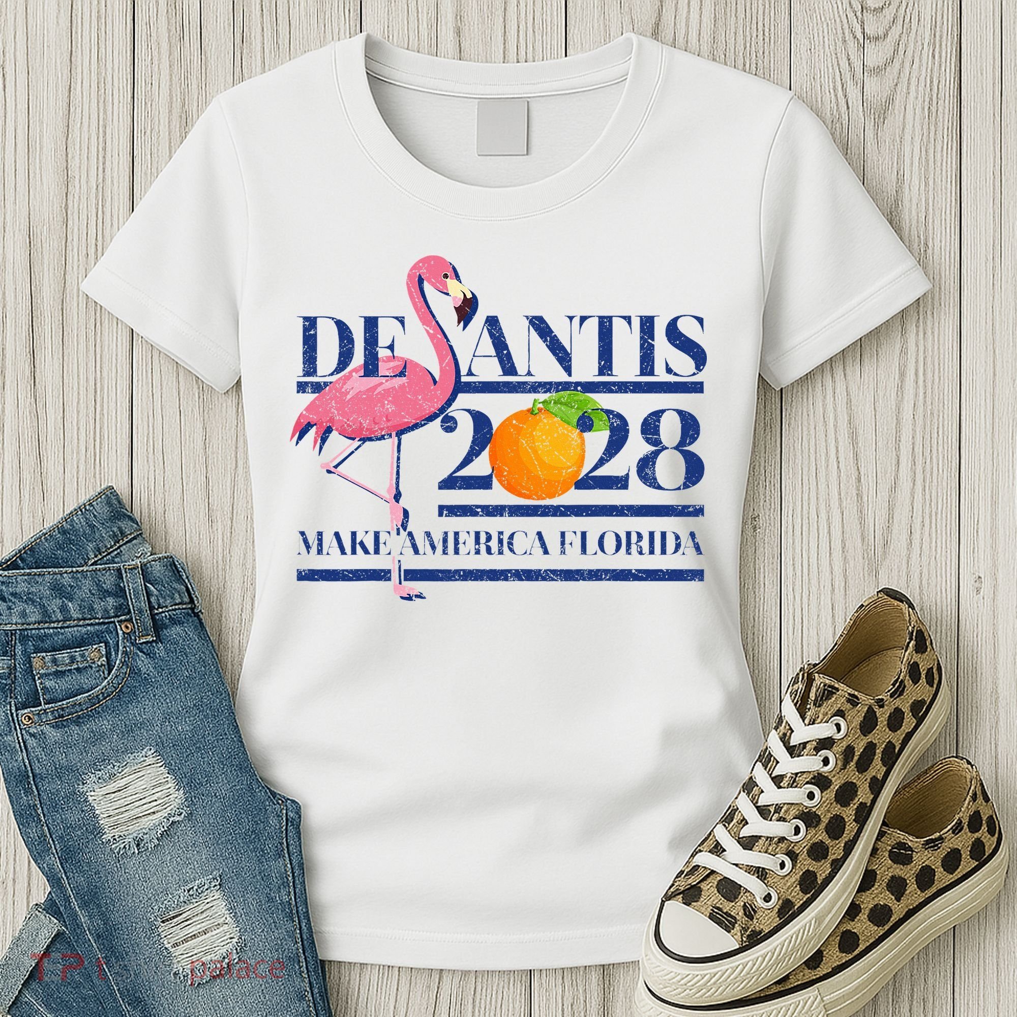 Desantis 2028 Make America Florida Ron Desantis 48 Flamingo Women's T-Shirt