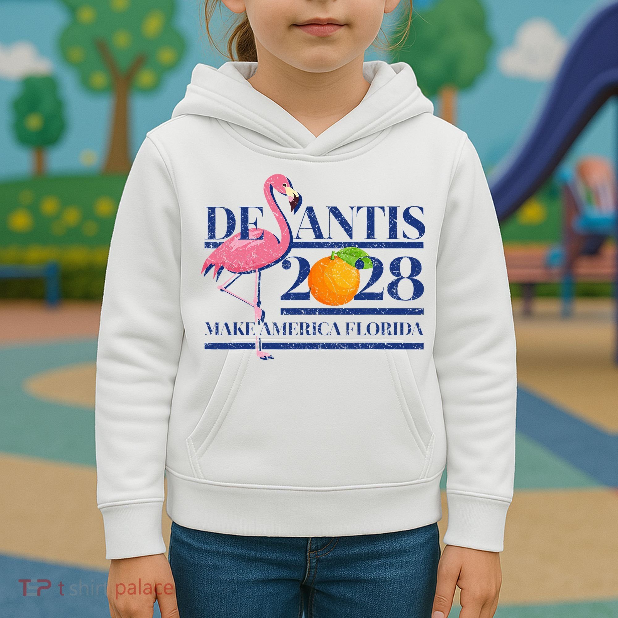 Desantis 2028 Make America Florida Ron Desantis 48 Flamingo Kids Hoodie