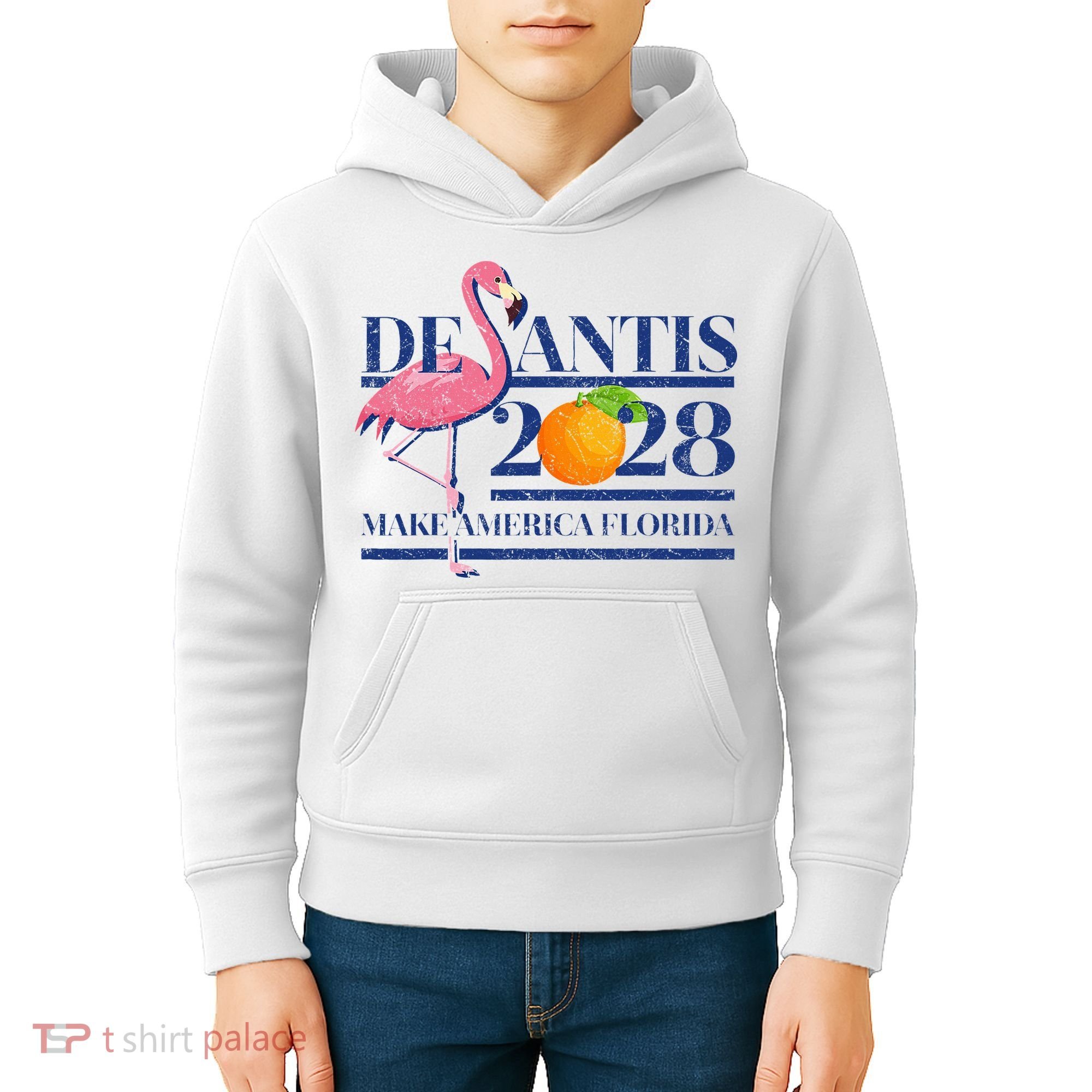 Desantis 2028 Make America Florida Ron Desantis 48 Flamingo Kids Hoodie