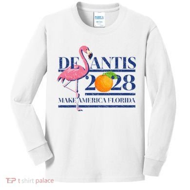 Desantis 2028 Make America Florida Ron Desantis 48 Flamingo Kids Long Sleeve Shirt