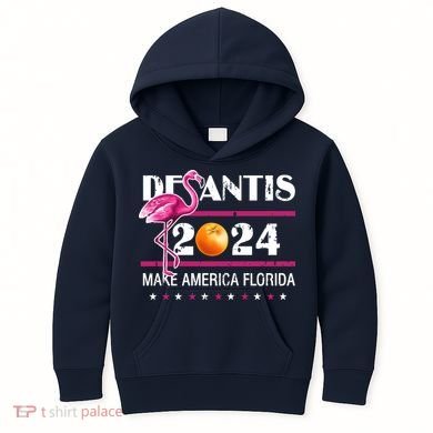 Desantis 2024 Make America Florida Flamingo Kids Hoodie