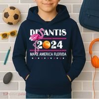 Desantis 2024 Make America Florida Flamingo Kids Hoodie thumb 2