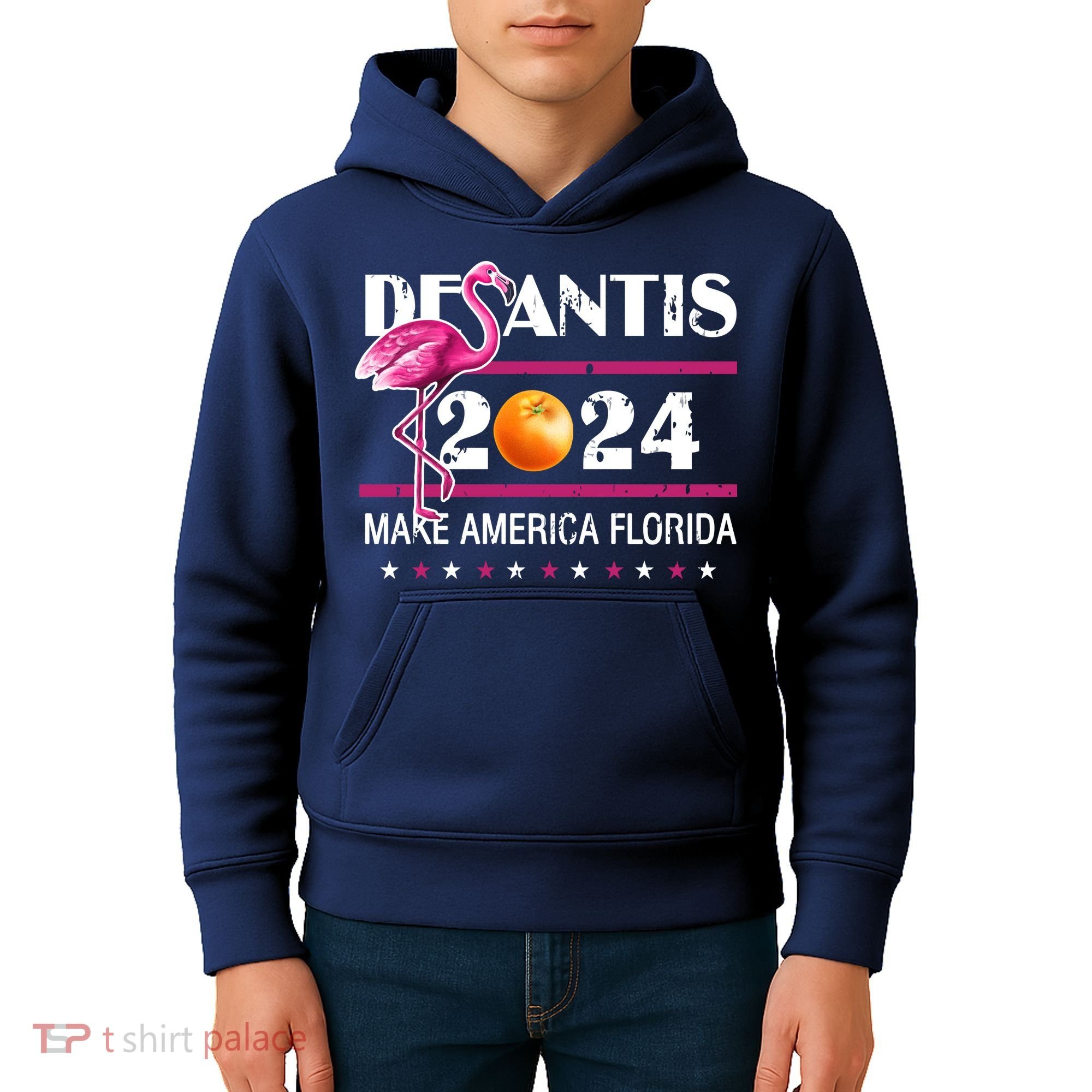 Desantis 2024 Make America Florida Flamingo Kids Hoodie