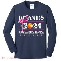 Desantis 2024 Make America Florida Flamingo Kids Long Sleeve Shirt thumb 0
