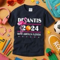 Desantis 2024 Make America Florida Flamingo Kids T-Shirt thumb 3