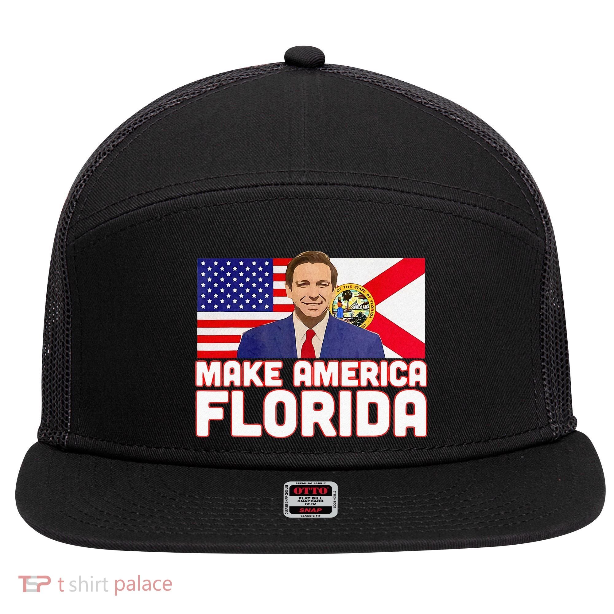 DeSantis 2024 Make America Florida DeSantis 2024 7 Panel Mesh Trucker Snapback Hat