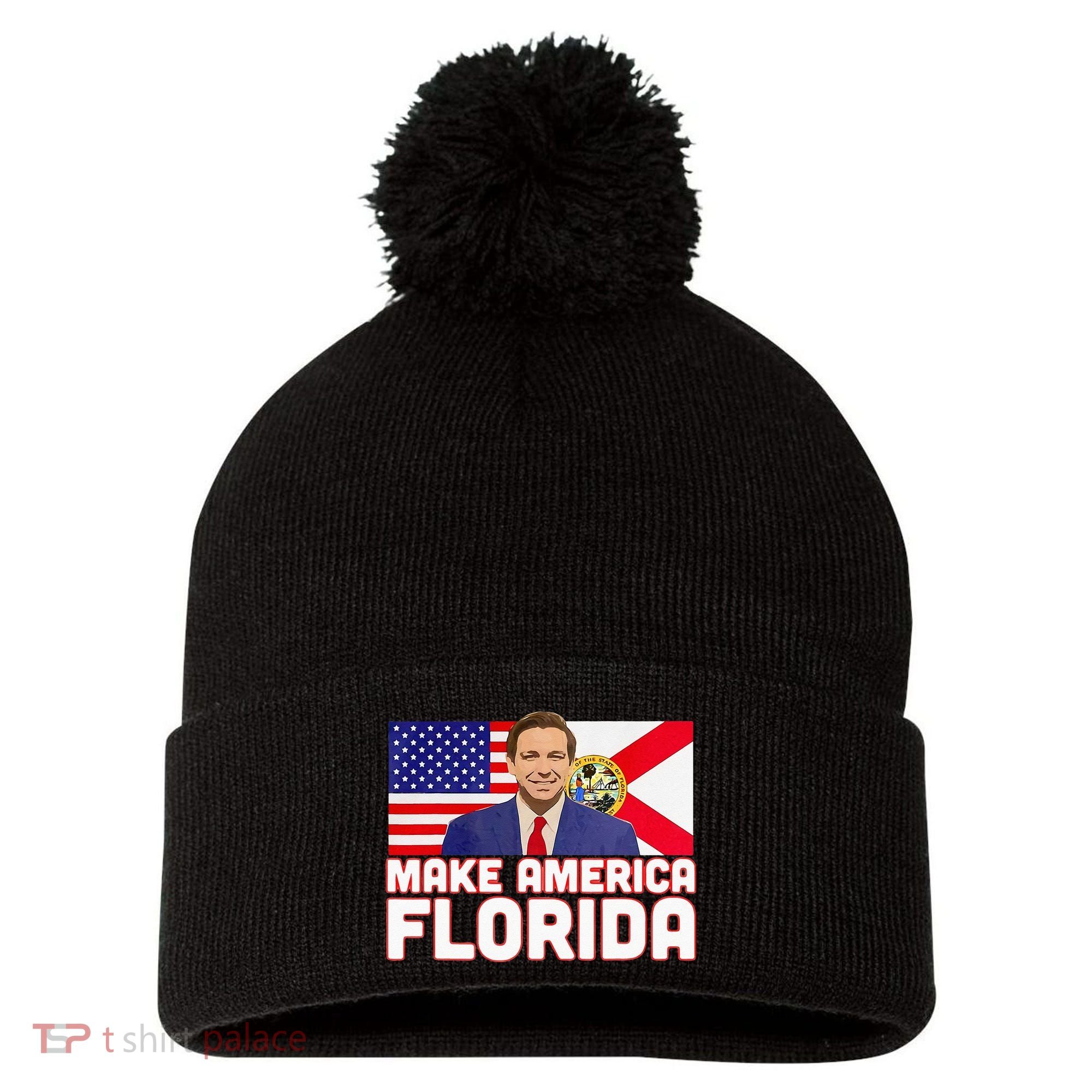 DeSantis 2024 Make America Florida DeSantis 2024 Pom Pom 12in Knit Beanie