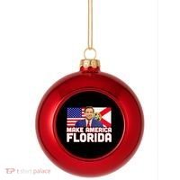 DeSantis 2024 Make America Florida DeSantis 2024 Plastic Christmas Ball Ornament thumb 0