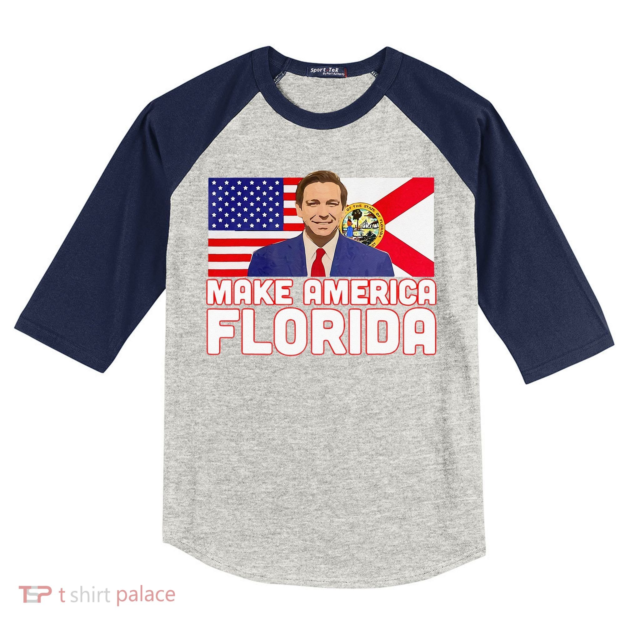 DeSantis 2024 Make America Florida DeSantis 2024 Kids Colorblock Raglan Jersey