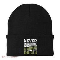 DD 214 Never Underestimate A Woman With DD214 Veteran Beanie thumb 0