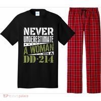 DD 214 Never Underestimate A Woman With DD214 Veteran Pajama Set thumb 0