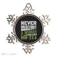DD 214 Never Underestimate A Woman With DD214 Veteran Ornament thumb 0