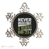 DD 214 Never Underestimate A Woman With DD214 Veteran Ornament thumb 0