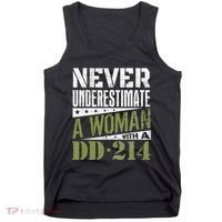 DD 214 Never Underestimate A Woman With DD214 Veteran Tank Top thumb 0