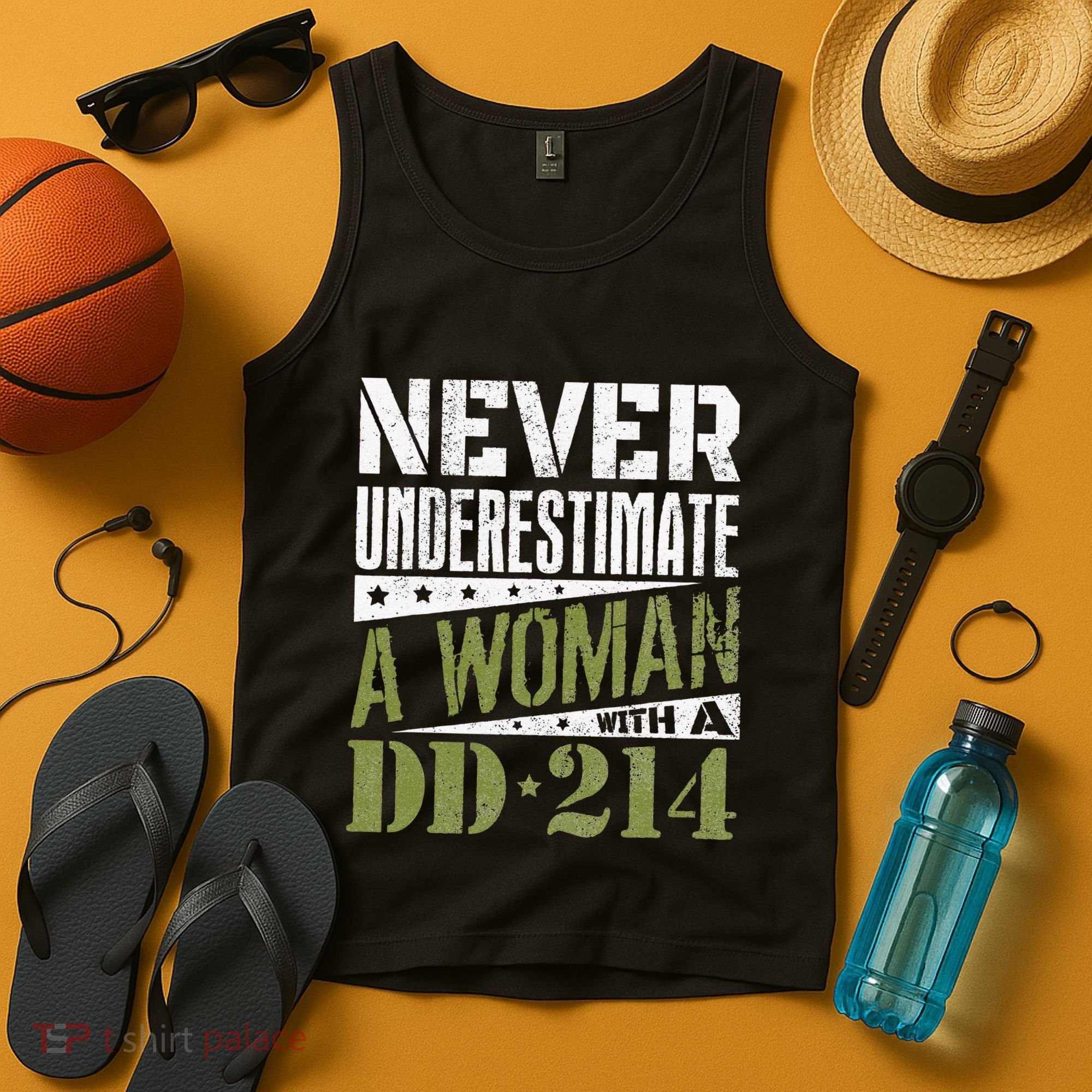 DD 214 Never Underestimate A Woman With DD214 Veteran Tank Top