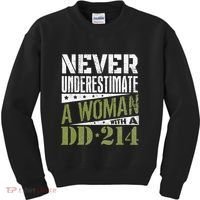 DD 214 Never Underestimate A Woman With DD214 Veteran Kids Sweatshirt thumb 0