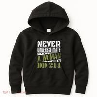 DD 214 Never Underestimate A Woman With DD214 Veteran Kids Hoodie thumb 0