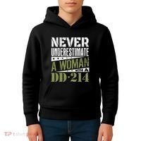 DD 214 Never Underestimate A Woman With DD214 Veteran Kids Hoodie thumb 4