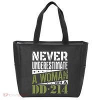 DD 214 Never Underestimate A Woman With DD214 Veteran Tote Bag thumb 0