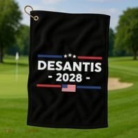 Desantis 2028 Ron Desantis 2028 President Election Us Flag Golf Towel thumb 1