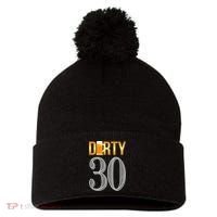 Dirty 30 30th Birthday Beer Thirty Pom Pom 12in Knit Beanie thumb 0