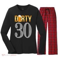 Dirty 30 30th Birthday Beer Thirty Women's Long Sleeve Flannel Pajama Set  thumb 0