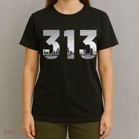 Detroit 313 Area Code Skyline Michigan Vintage T-Shirt thumb 4