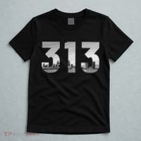 Detroit 313 Area Code Skyline Michigan Vintage T-Shirt thumb 5