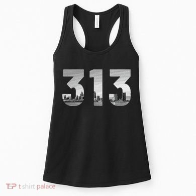 Detroit 313 Area Code Skyline Michigan Vintage Women's Tank Top