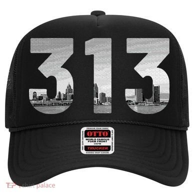 Detroit 313 Area Code Skyline Michigan Vintage Hat