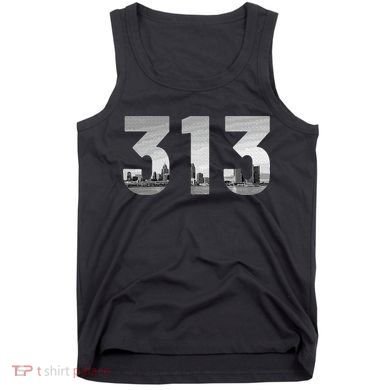 Detroit 313 Area Code Skyline Michigan Vintage Tank Top