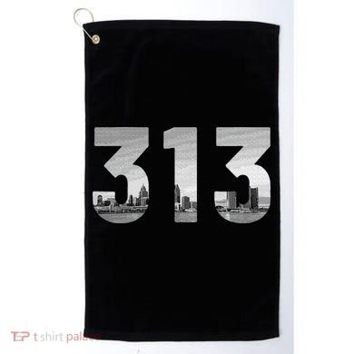 Detroit 313 Area Code Skyline Michigan Vintage Golf Towel