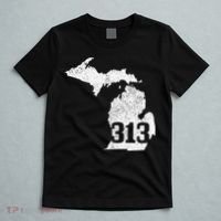 Detroit 313 Area Code Michigan Map State Pride Vintage T-Shirt thumb 5