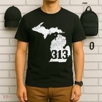 Detroit 313 Area Code Michigan Map State Pride Vintage T-Shirt thumb 6
