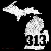 Detroit 313 Area Code Michigan Map State Pride Vintage T-Shirt thumb 7