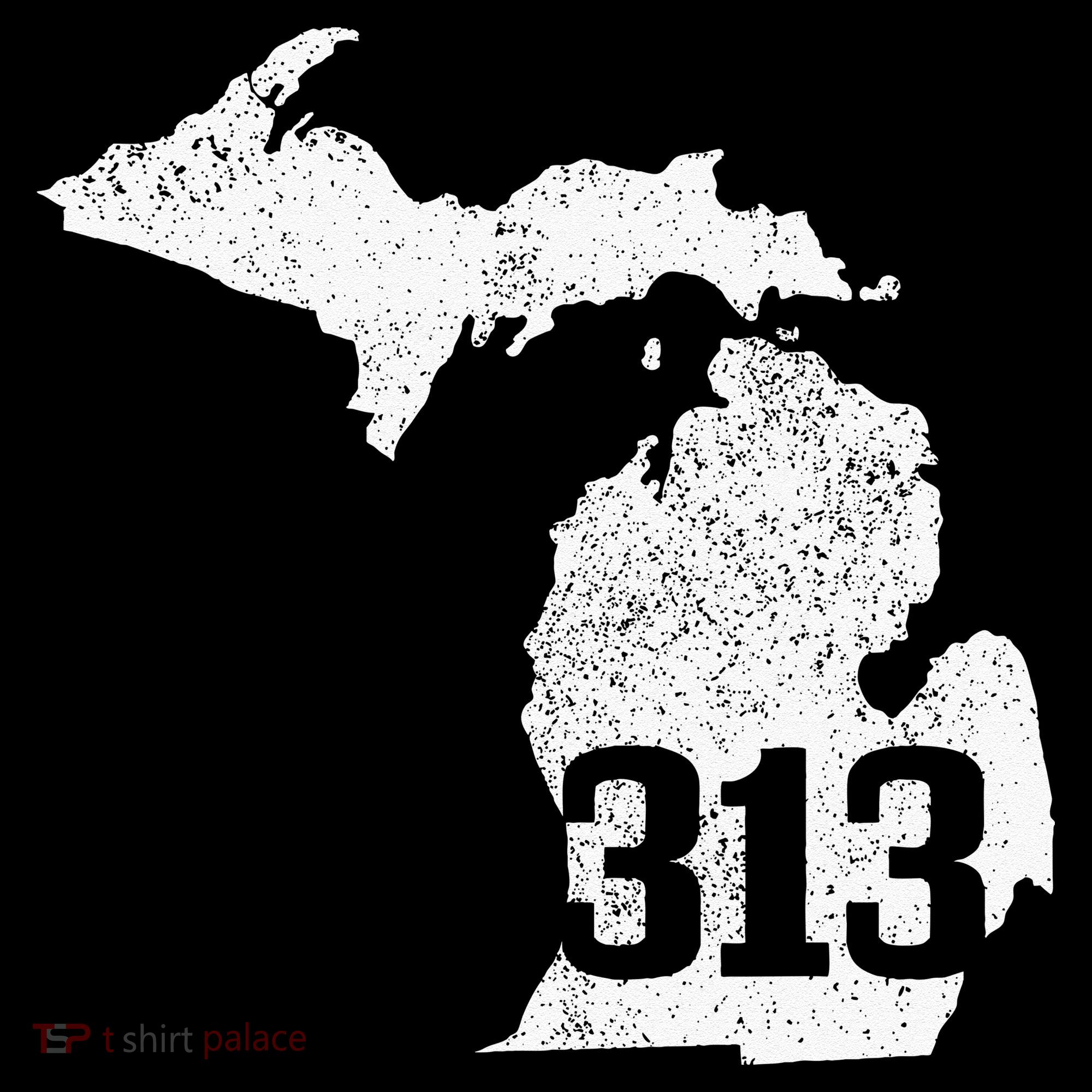 Detroit 313 Area Code Michigan Map State Pride Vintage T-Shirt