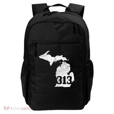 Detroit 313 Area Code Michigan Map State Pride Vintage Backpack