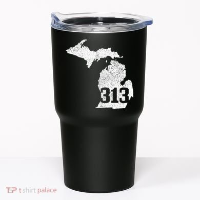 Detroit 313 Area Code Michigan Map State Pride Vintage Tumbler