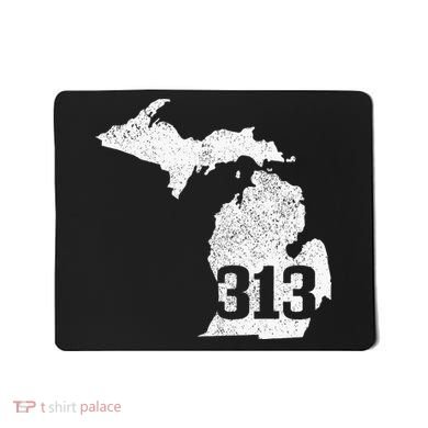 Detroit 313 Area Code Michigan Map State Pride Vintage Mousepad